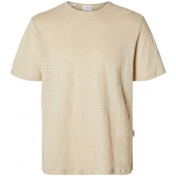 Selected  T-Shirts & Poloshirts T-Shirt Bet Linen - Oatmeal