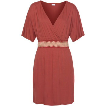 Kleidung Damen Kleider Lascana Sommerkleid mit V-Ausschnitt Zick Zack Rot