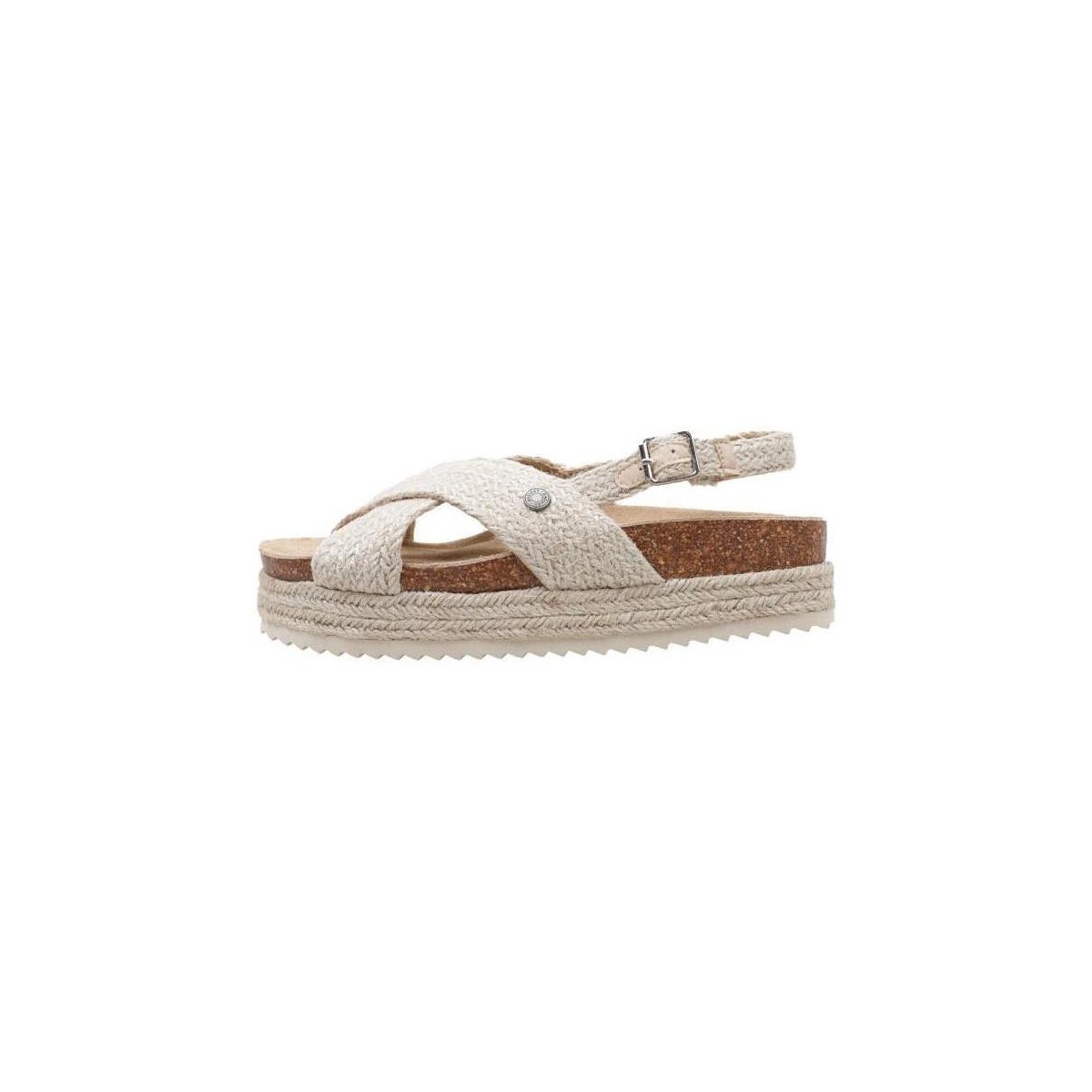 Schuhe Damen Leinen-Pantoletten mit gefloch Refresh 170854 Beige
