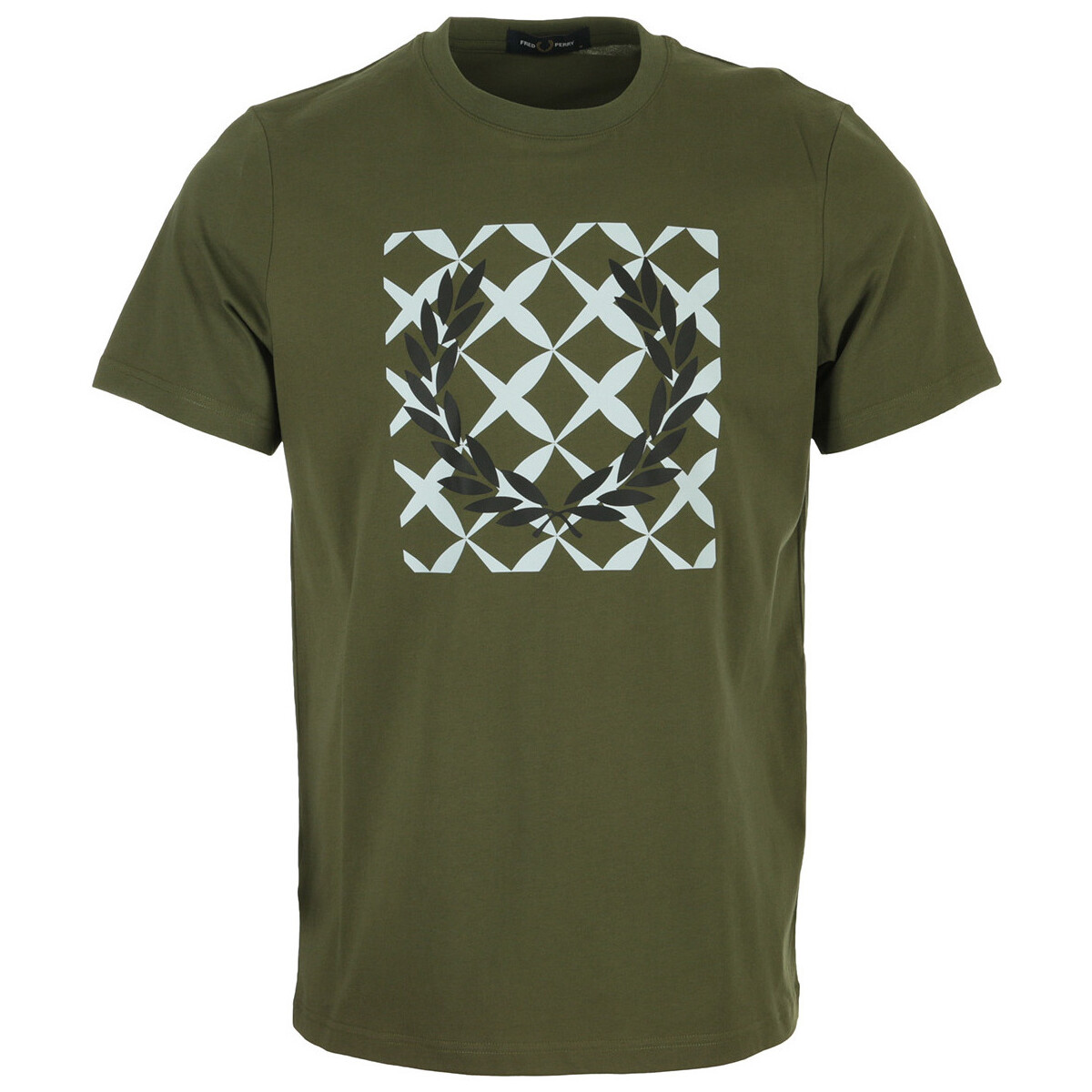 Kleidung Herren T-Shirts Fred Perry Cross Stitch Printed T-Shirt Grün
