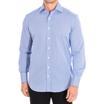 Kleidung Herren Langärmelige Hemden Cafe' Coton MICROVICHY4-G-55DC Blau
