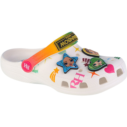Schuhe Mädchen Hausschuhe Crocs Classic Rainbow High Kids Clog Weiss