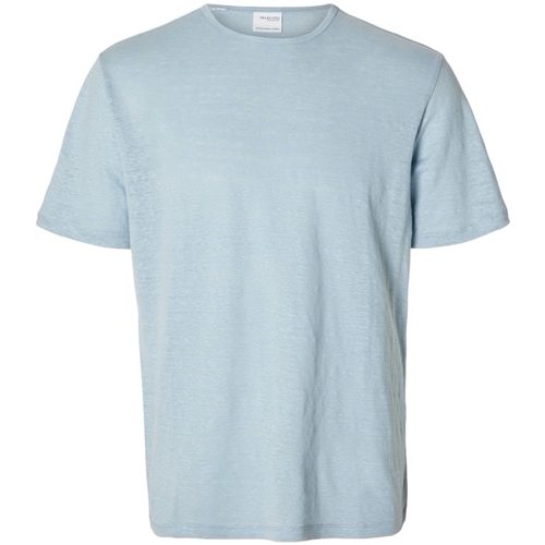 Kleidung Herren T-Shirts & Poloshirts Selected T-Shirt Bet Linen - Cashmere Blue Blau
