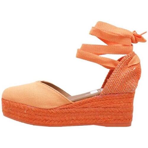 Schuhe Damen Leinen-Pantoletten mit gefloch Viguera 2073 Orange