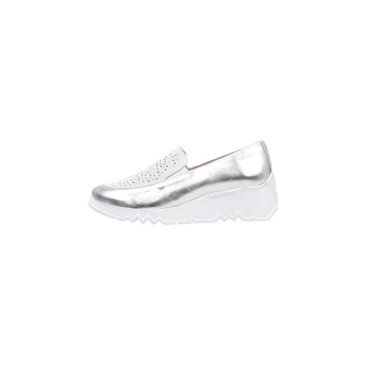 Schuhe Damen Slipper Wonders E-6722 Silbern