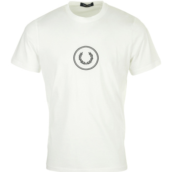 Kleidung Herren T-Shirts Fred Perry Circle Branding T-Shirt Weiss