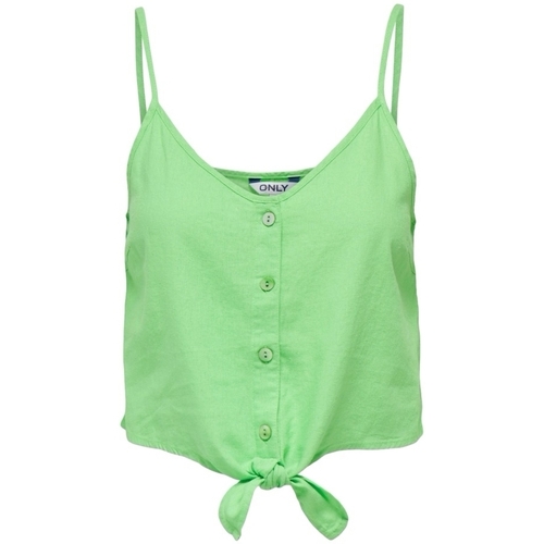 Kleidung Damen Tops / Blusen Only Top Caro Strap Linen - Summer Green Grün