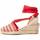 Schuhe Damen Leinen-Pantoletten mit gefloch Leindia 81320 Rot