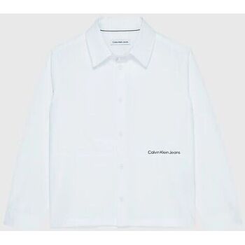 Kleidung Kinder Langärmelige Hemden Calvin Klein Jeans IB0IB01497 LOGO POPLIN-YAF BRIGHT WHITE Weiss