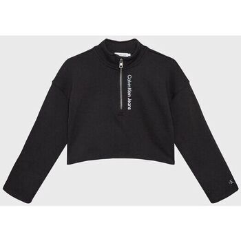 Kleidung Mädchen Sweatshirts Calvin Klein Jeans IG0IG01872 LOGO ZIP-BEH BLACK Schwarz