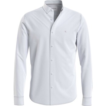 Kleidung Herren Langärmelige Hemden Ck Jeans Camicia  Chest Logo Slim Weiss