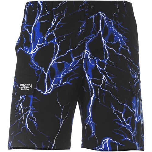 Kleidung Herren Shorts / Bermudas Phobia Cargo Shorts With Blue All Over Lightning Schwarz