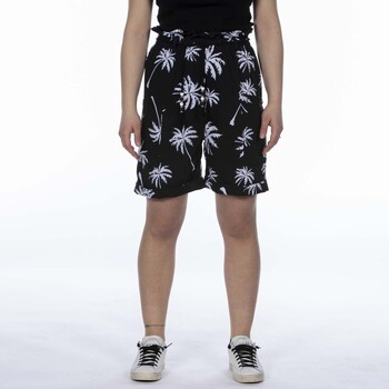 Kleidung Damen Shorts / Bermudas Shopart Bermuda  Donna In Tessuto Stampato Nero Schwarz