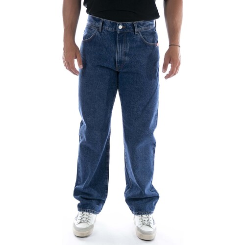 Kleidung Herren Jeans Amish Pantaloni  James Denim Stone Wash Blu Blau