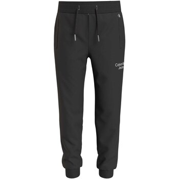Kleidung Jungen Hosen Calvin Klein Jeans Pantaloni  Stack Logo Sweatpants Schwarz