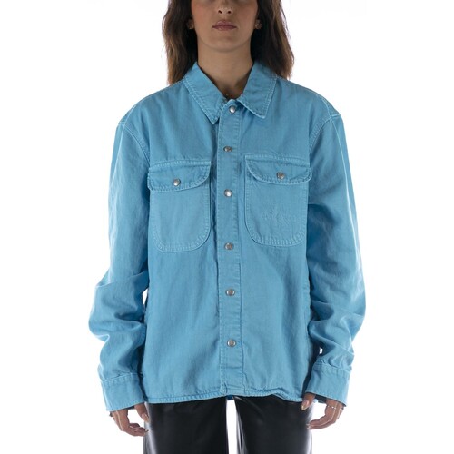 Kleidung Herren Langärmelige Hemden Calvin Klein Jeans Camicia  Shirt Jacket Azzurro Marine