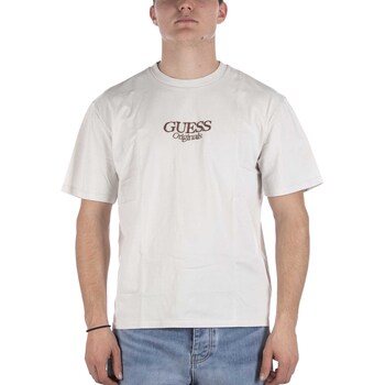 Guess  T-Shirts & Poloshirts T-Shirt  Go Brent Logo Script Beige