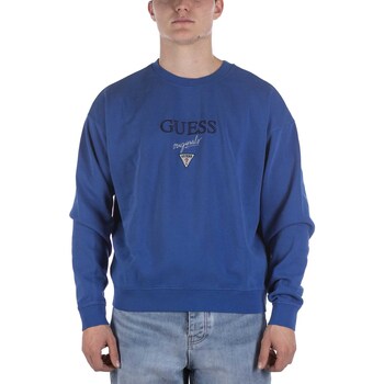 Kleidung Herren Fleecepullover Guess Felpa  Go Baker Logo Crewneck Blu Blau