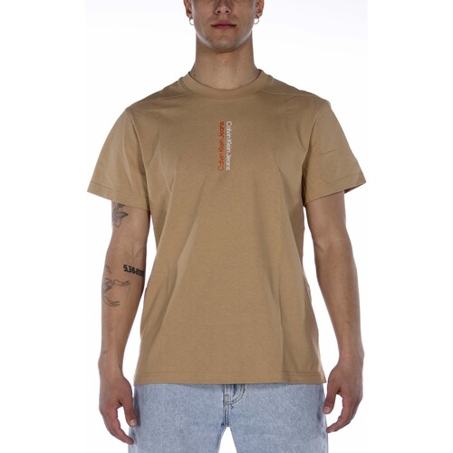 Kleidung Herren T-Shirts & Poloshirts Calvin Klein Jeans Mirror Logo Tee Beige Beige