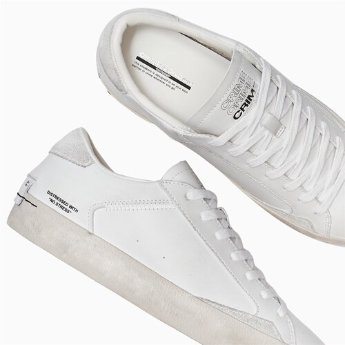Crime London DISTRESSED Sneaker Mann Weiß Weiss