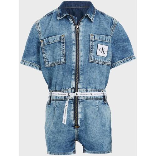 Kleidung Mädchen Overalls / Latzhosen Calvin Klein Jeans IG0IG01957 TAPE PLAYSUITE-1AA LIGHT WEIGHT BLUE Blau