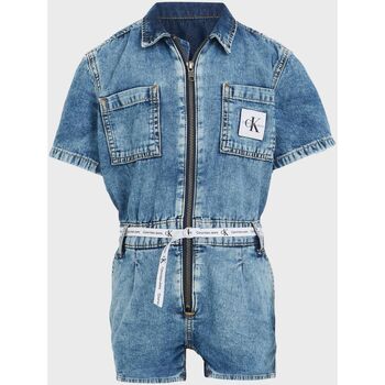Kleidung Mädchen Overalls / Latzhosen Calvin Klein Jeans IG0IG01957 TAPE PLAYSUITE-1AA LIGHT WEIGHT BLUE Blau