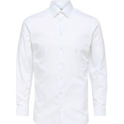 Kleidung Herren Langärmelige Hemden Selected 16080200 METHAN-BRIGHT WHITE Weiss
