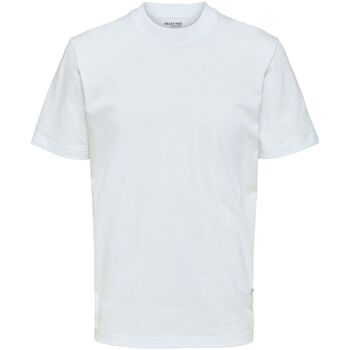 Kleidung Herren T-Shirts & Poloshirts Selected 16077385 RELAXCOLMAN-BRIGHT WHITE Weiss