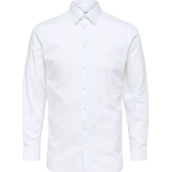 Kleidung Herren Langärmelige Hemden Selected 16080200 METHAN-BRIGHT WHITE Weiss