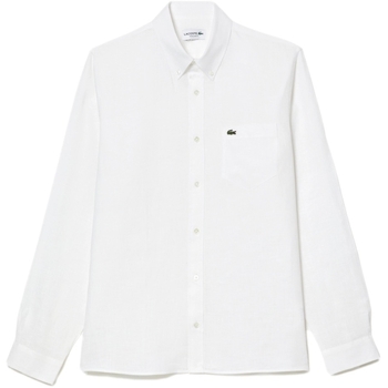 Kleidung Herren Langärmelige Hemden Lacoste Linen Casual Shirt - Blanc Weiss