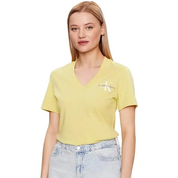 Kleidung Damen T-Shirts Calvin Klein Jeans Classic logo ck regular Gelb