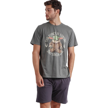 Kleidung Herren Pyjamas/ Nachthemden Admas Pyjama Shorts T-Shirt Baby Yoda Star Wars Grün