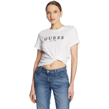 Kleidung Damen T-Shirts Guess Roll Cuff Weiss
