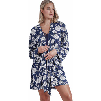 Kleidung Damen Pyjamas/ Nachthemden Admas Negligé Navy Flowers Blau