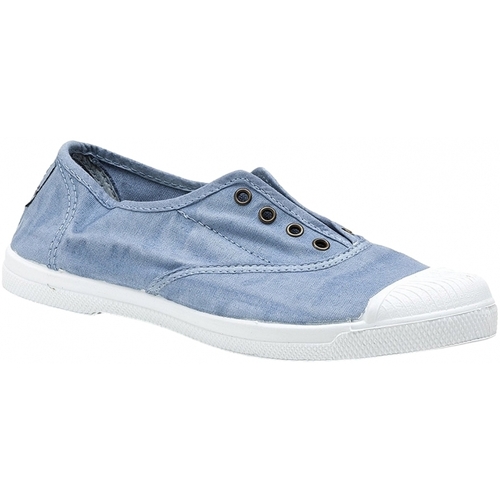 Schuhe Damen Leinen-Pantoletten mit gefloch Natural World Sapatos 102E - Celeste Enz Blau