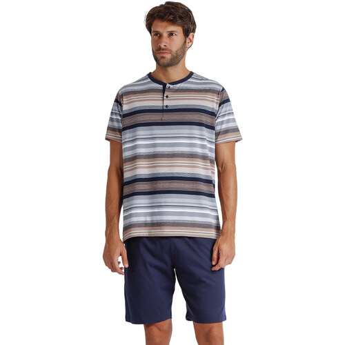 Kleidung Herren Pyjamas/ Nachthemden Admas Pyjama Shorts T-Shirt Mackenzie Antonio Miro Blau