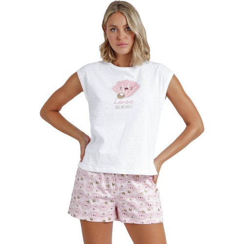 Kleidung Damen Pyjamas/ Nachthemden Admas Pyjama Hausanzug Shorts T-Shirt Sea World Weiss