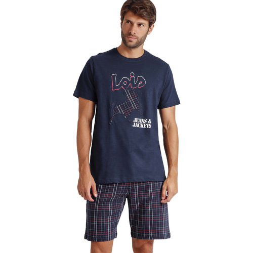 Kleidung Herren Pyjamas/ Nachthemden Admas Pyjama Shorts T-Shirt JAndJ Lois Blau