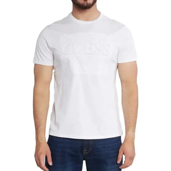 Kleidung Herren T-Shirts Guess embossed Weiss