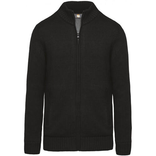 Wk. Designed To Work Cardigan Doublé Polaire Schwarz