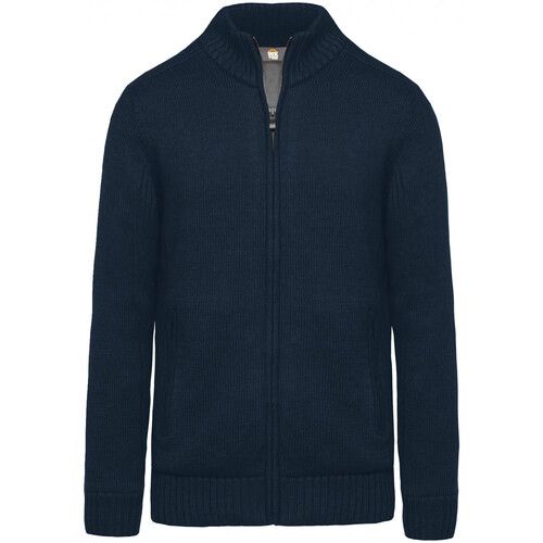 Kleidung Herren Strickjacken Wk. Designed To Work Cardigan Doublé Polaire Blau