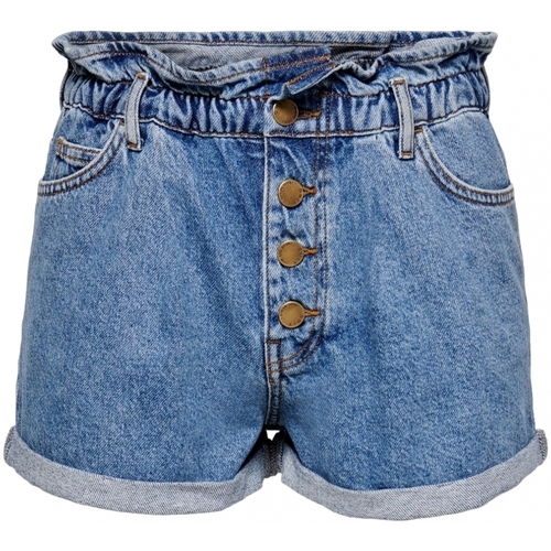Kleidung Damen Shorts / Bermudas Only Shorts Cuba Paperbag - Medium Blue Denim Blau