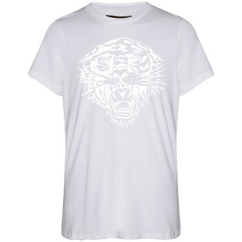 Ed Hardy  T-Shirt Tiger glow tape crop tank top white