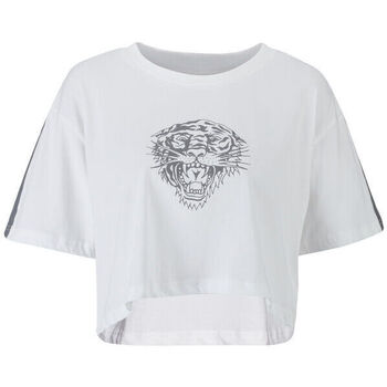 Ed Hardy  T-Shirts & Poloshirts Tiger glow crop top white