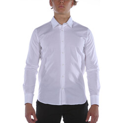 Kleidung Herren Langärmelige Hemden Sl56 Camicia  Colletto Cotone Weiss