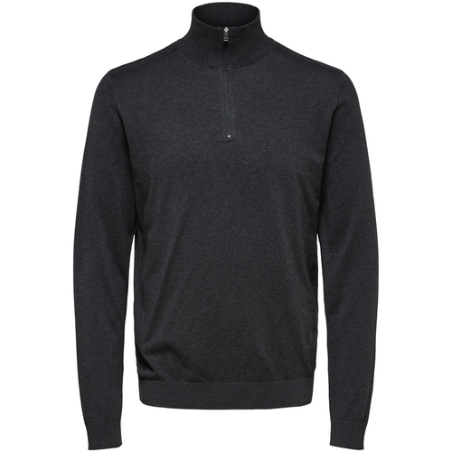 Kleidung Herren Sweatshirts Selected Berg Half Zip Cardigan Antraciet Grau