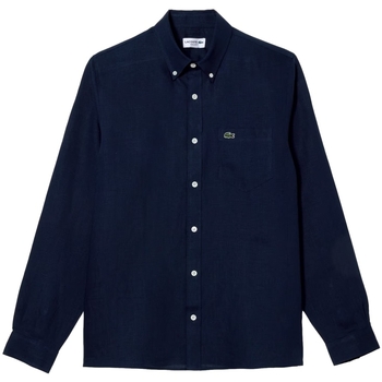 Kleidung Herren Langärmelige Hemden Lacoste Linen Casual Shirt - Marine Blau