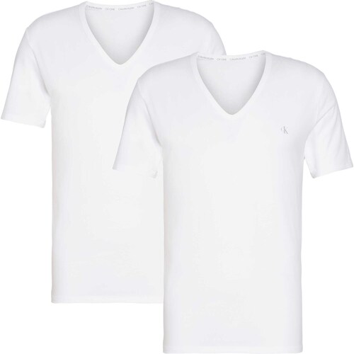 Kleidung Herren T-Shirts & Poloshirts Calvin Klein Jeans S/S V Neck 2Pk Weiss