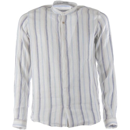 Kleidung Herren Langärmelige Hemden Sl56 Camicia Berenice Collo Coreana Lino Weiss