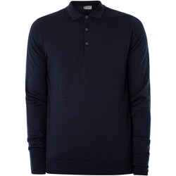 Kleidung Herren Langärmelige Polohemden John Smedley Longsleeved gestricktes Polo-Shirt Blau